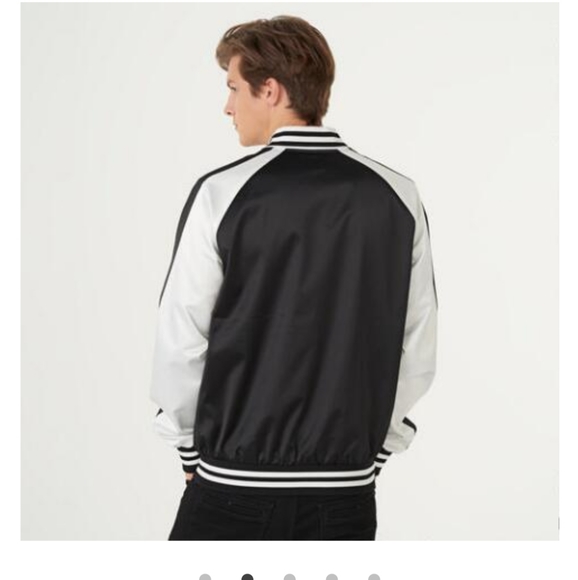 NWT Karl lagerfeld XL,XXL BLACK/WHITE MAN JACKET COLOR BLOCK BOMBER - Picture 2 of 16